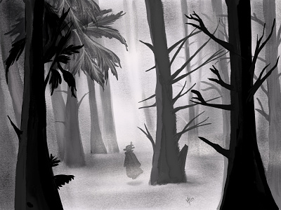 Lurking in the shadow design illustration procreate