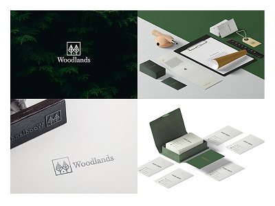 Woodlands Branding branding house logo minimal modern negative space simple stationery tree