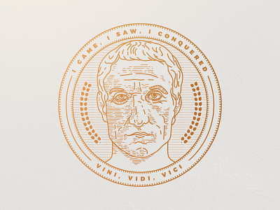 Vini, Vidi, Vici - Julius Caesar badge caesar engraving etching illustration julius lineart vintage woodcut