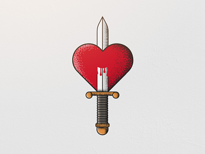 Cliche dagger heart illustration love valentine vintage