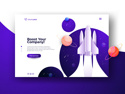 Boost your company - Landing Page Illustration galaxy gradient illustration landing landingpage rocket space vector