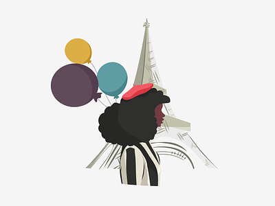 Paris & Balloons balloons eiffeltower illustration paris woman