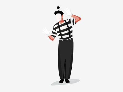 French Mime artist clown illustration mime minimal pantomime performance