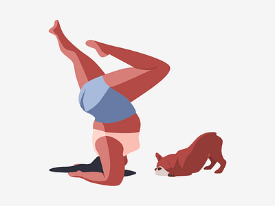 Yoga dog illustration vector woman yoga