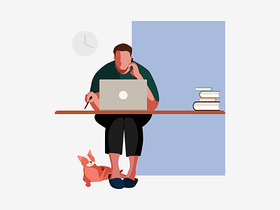 Work cat illustration individual work man office work working process