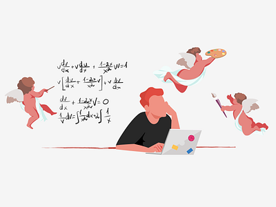 The Creation Of Design #2 angels art character creative design illustration laptop man ui ux vector work