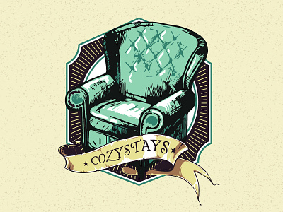 cozystays logo appartement cabin couch hotel illustration logo logodesign retro stays travel vintage