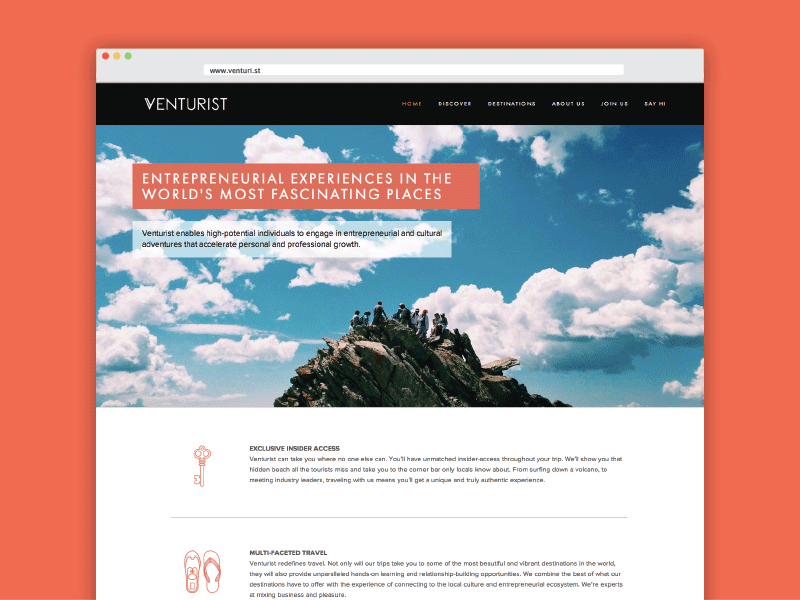 Venturist Homepage GIF entrepreneur gif icons key network shoes travel venture website