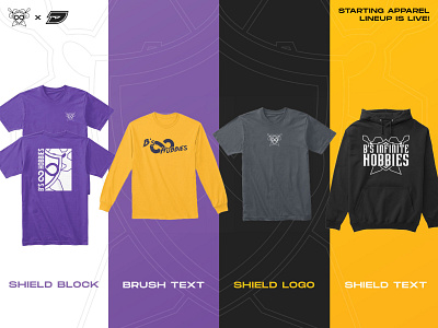 B's Infinite Hobbies - Apparel Launch apparel b brand design fighting game gaming hobbies hoodie infinite merch print shield shirt shop tcg tournament