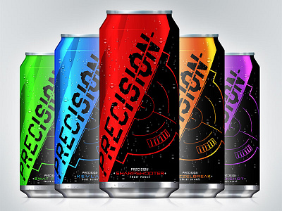 Precision Energy Drink branding can drink energy layout logo