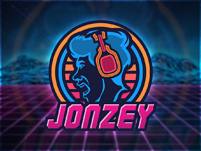 Retro 80s Neon Jonzey Logo 80s branding esports gaming logo neon retro stream youtube