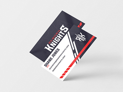 Reborn Knights Business Cards business card design esports graphic knights layout logo print reborn shield sword typography