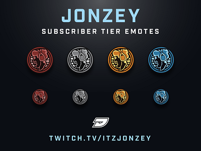 Twitch Sub Tier Emotes - Jonzey badges blue brand branding bronze emote emotes gold icon illustration livestream silver stream twitch twitch overlay