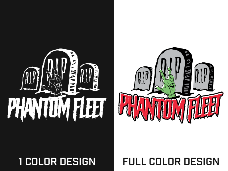 Logo Design - Phantom Fleet graveyard edgey artist band grunge hip hop rap music fleet phantom undead stones tomstone gravestone grave zombie hand rip logo