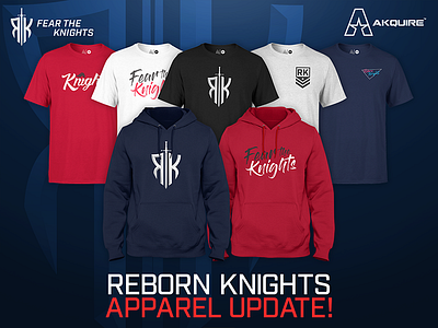 Reborn Knights - Apparel Update akquire apparel clothing design esports game gaming hoodie knight knights print reborn rk shirt store storefront streetwear team tshirt