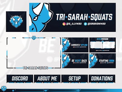 Tri-Sarah-Squats | Twitch Branding design display esports facecam game games graphic header live mixer overlay panel stream triceratops twitch ui videogame youtube