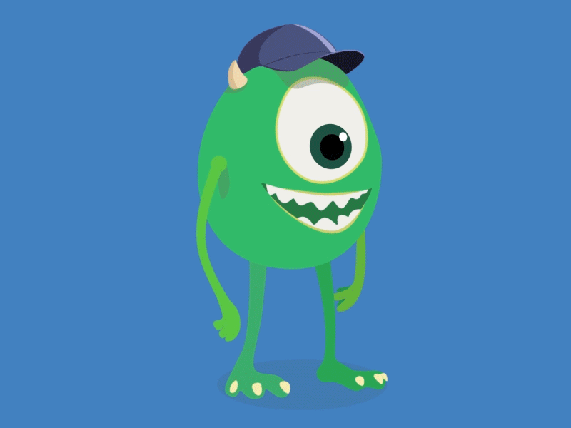 Character animation 2d character character animation flat gif mike wazowski rig waving