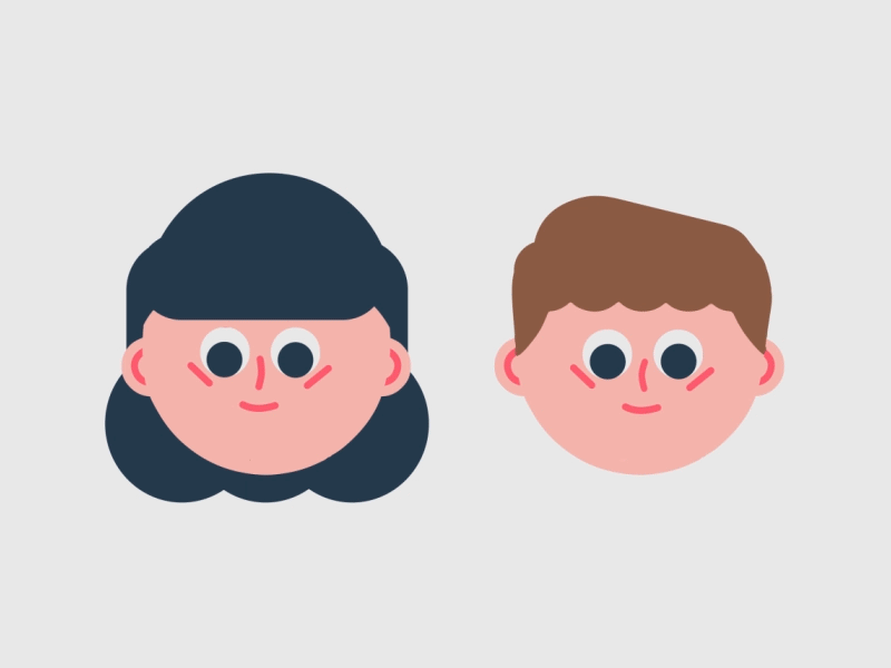 Girl And Boy animation boy character child flat gif girl head rig love