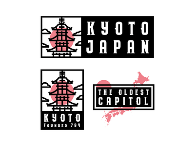 Kyoto Japan Logo Variations asia badge branding city japan japanese kyoto logo logos temple