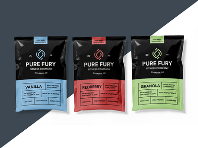 Pure Fury Fitness Packaging brand identity branding exercise fitness fury gym logo packaging packaging mockup protein pure weight lifting