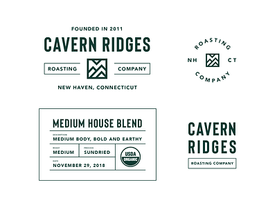 Cavern Ridges Coffee Brand Elements badge logo brand brand elements brand identity branding coffee coffee branding coffee logo logo logo design logos modern monoline