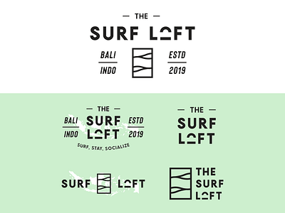 Surf Loft Logo & Branding badge logo bali beach brand brand identity branding hostel logo logo design minimal modern monoline ocean surf loft surfing