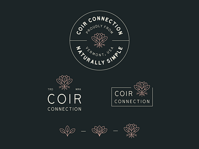 Coir Connection Brand Identity badge logo brand brand identity branding coir connection growth logo logo design logos minimal monoline nature plants roots