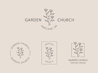 Garden Church Logo & Branding badge logo brand brand identity branding design logo logo design logos minimal modern monoline natural nature organic plants typography vector