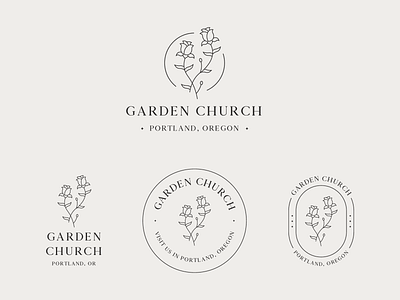 Garden Church Logo & Branding #2 badge badge logo brand brand identity branding church garden illustration logo logo design logos minimal modern monoline nature organic plants typography vector