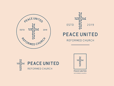 Peace United Church Branding badge badge logo brand brand identity branding church church branding church logo cross logo logo design logos minimal modern olive olive branch