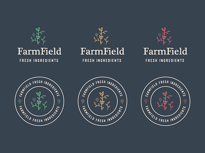FarmField Logo Variations badge logo brand brand identity branding farm farmfield logo logo design logos minimal modern monoline nature organic organic food plant logo plants
