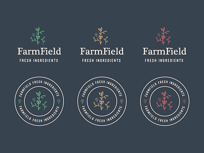 FarmField Logo Variations badge logo brand brand identity branding farm farmfield logo logo design logos minimal modern monoline nature organic organic food plant logo plants