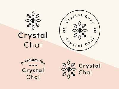 Crystal Chai Tea Branding badge brand brand identity branding logo logo design logos minimal modern monoline nature organic plant tea tea branding tea company tea logo