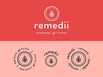 Remedii Logo & Branding badge logo brand brand identity branding health logo logo design logo designer logo mark logodesign logos logotype minimal modern monoline water drop wellness