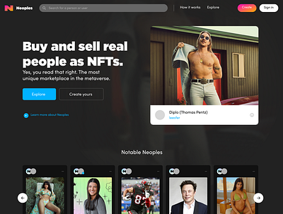 Neoples - Real People as NFTs Website nft web web3