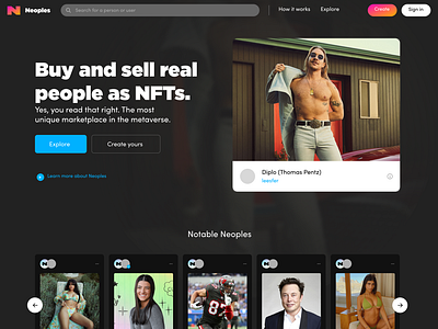 Neoples - Real People as NFTs Website