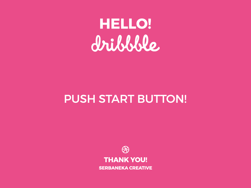 Hello dribbble! debut dribbble first follow game hello invite pink shot start vector welcome
