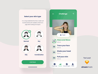 Face Yoga IOS app agency app design application challenge clean clean ui color creative design ios ios app ios app design minimalistic mobile app mobile app design mobile ui ui uidesign ux yoga app