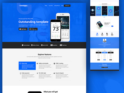 App Landing Page app apps clean creative landing psd ui ux website