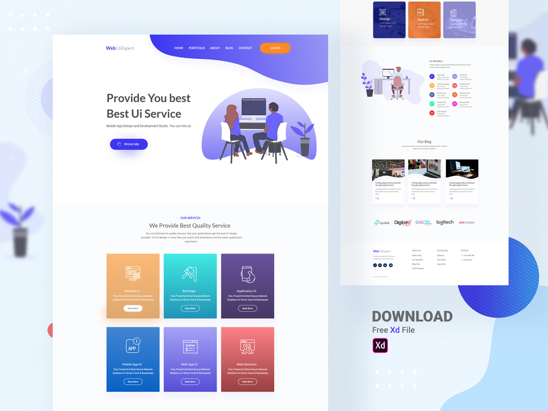 UiExpert Website Home Page [Free Download] branding clean color creative design free psd freebie illustration landing landing page minimal service design uidesign vector website xd