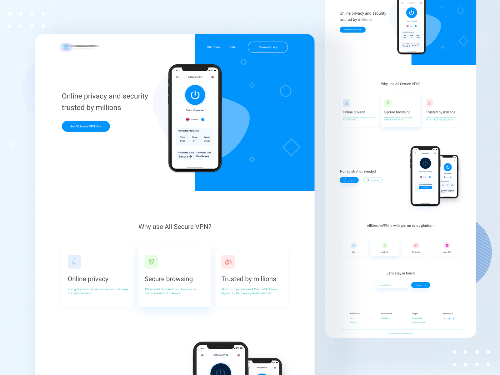 VPN App Landing page by Ehsan Moin on Dribbble