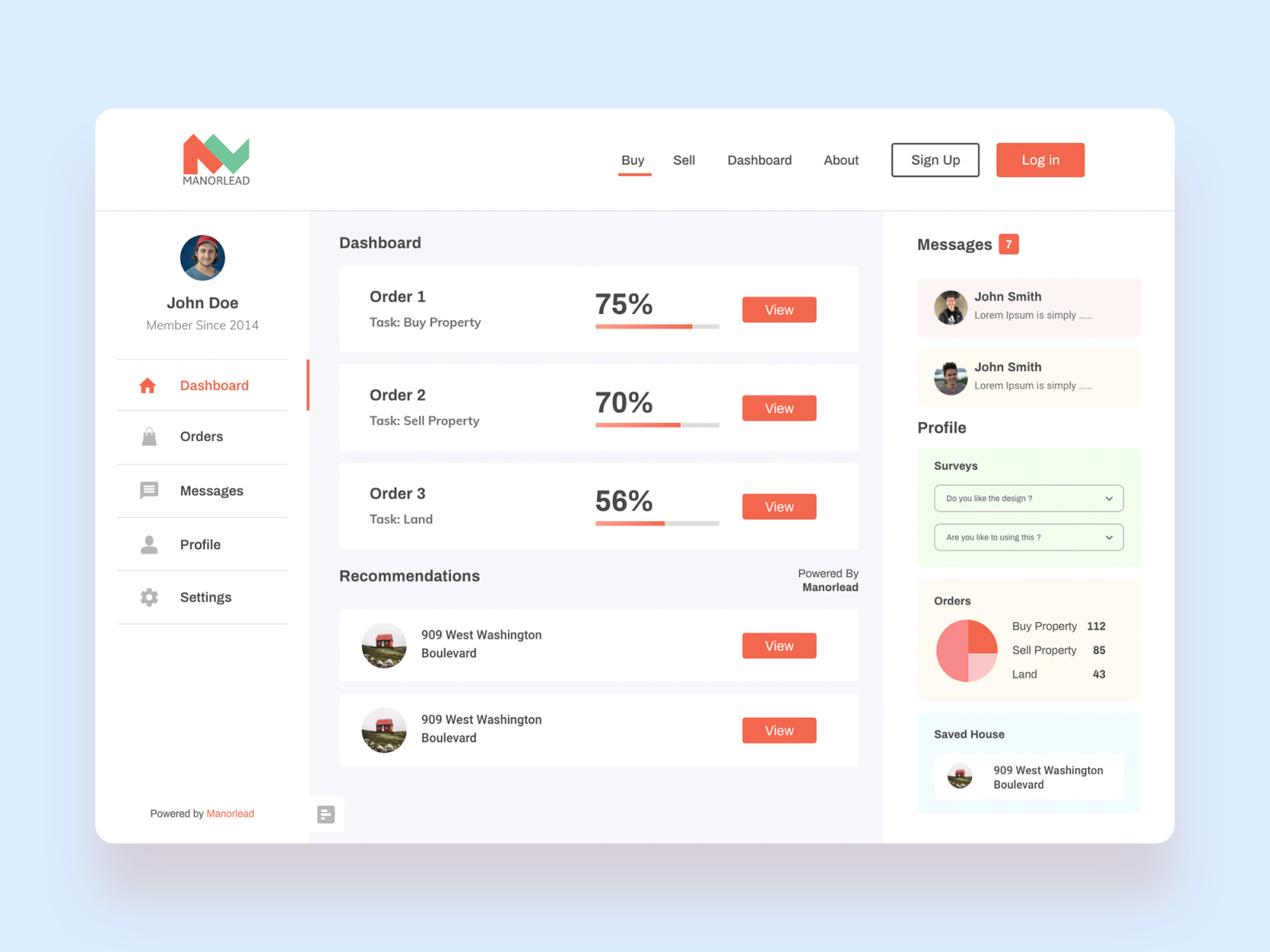Buy-sell properties portal Dashboard by Ehsan Moin on Dribbble