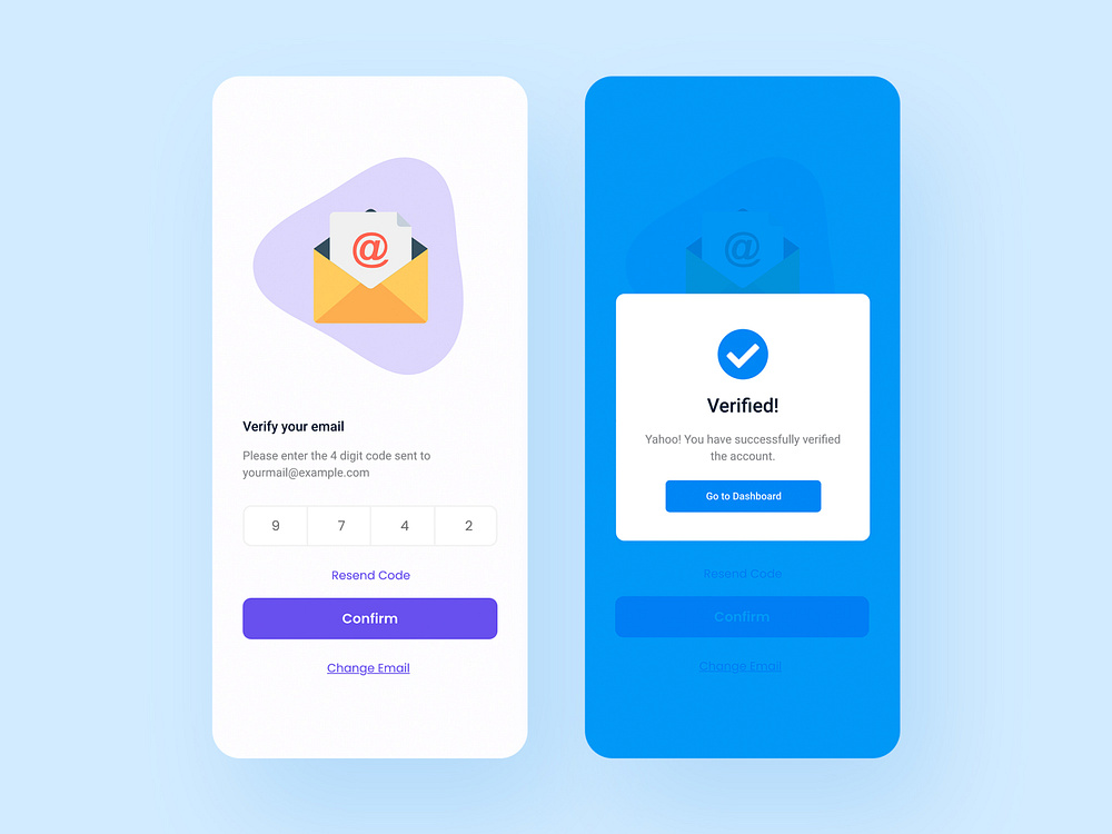 Verify your email simple screens by Ehsan Moin on Dribbble