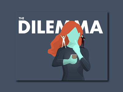 The Dilemma adobe illustrator angel and devil character dilemma feeling frustration hair illustration layout metaphor phone thinking typography vector woman word yes and no