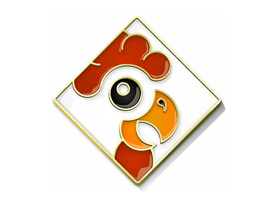 Cocky Trophy for Regex Crossword badge character game illustration metal pin rooster trophy