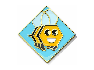 Honeycomb Trophy for Regex Crossword badge bee character game illustration metal pin trophy wings