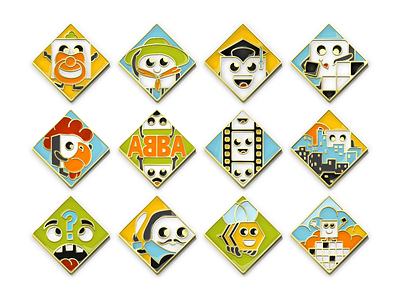 Regex Crossword Trophies adobe illustrator badges character design game illustration metal pin pinstyle regular expression trophies vector