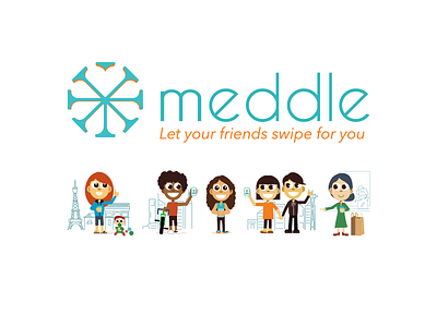 Meddle Brand Identity app brand branding character design identity illustration logo ui