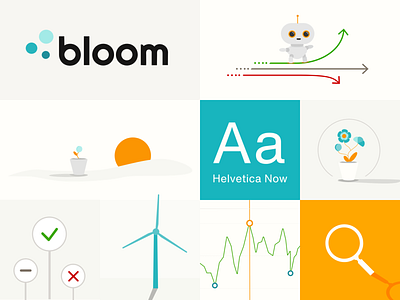 Bloom Brand Board brand branding design feedbackplease graph iconography icons illustration investing logo orange petroleum robot typography ui vector visual design
