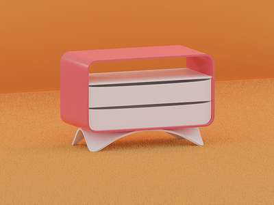 TV Console 3d amad blender cute furniture orange pink tv stand